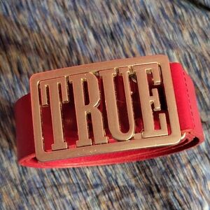 True Red Belt with Gold Buckle